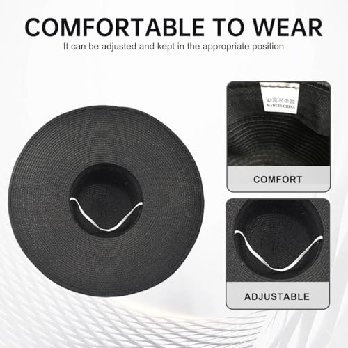 Women Wide Brim Sun Straw Hat Floppy Foldable Roll Up Beach Cap UPF 50 Summer Hat for Holiday Traveling Daily Wearing (Black) - color: Black