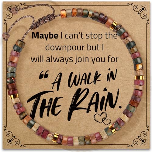 Inspirational Gifts Bracelets for Women: Mothers Day Birthday Gifts for Mom Women Friends Sister - Healing Natural Stone Beads Bracelets Thinking of you Get Well Soon Gift for Women - color: A-G JASPER STONE-RAIN