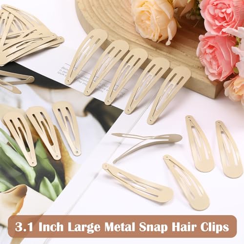 WILLBOND 30 Pieces 3.1 Inch Large Metal Snap Hair Clips Nonslip Barrettes Women Hair Accessories (Taupe) - color: Taupe, style: Minimalist