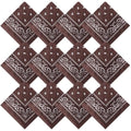 Suhine 12 Pcs Bandanas Bulk for Women Men 22 x 22 Inch Paisley Headband Cowboy Handkerchief Summer Beach Party Costume - color: Coffee