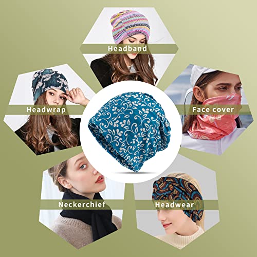 KAKU NANU Women Turban Chemo Beanies Pre Tied Caps Baggy Slouchy Headwear Sleep Scarf - color: Bohemian Tied