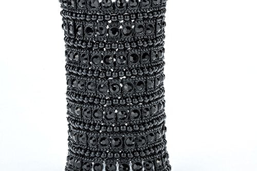 Szxc Womens Ballroom Rhinestone Stretch Cuff Bracelets Fit Wrist Circumference from 6.5" to 7.8" - Lead & Nickle Free - color: Black Metal Black
