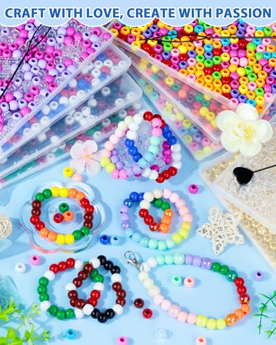 FIVEIZERO 260PCS Large Hole Hair Beads, 10x12mm Acrylic Pony Beads for Hair Braids, Bulk Pack - Mixed Colors for Bracelets & DIY - color: Mixed Color