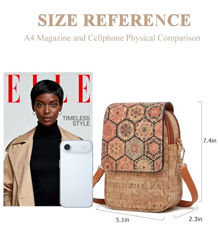 myfriday Vintage Crossbody Phone Bag for Women, Small PU Leather Shoulder Purse and Handbag - color: B-earthy Hexagon