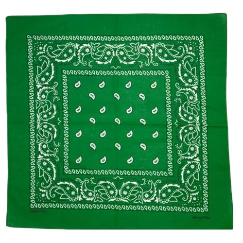 MDSTYLE 6 Pack 100% Cotton Bandanas 22” x 22" for Men & Women Paisley Handkerchief Headband Scarf Bandana - color: Green