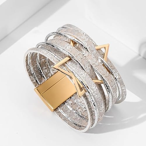 Long tiantian Leather Bracelets for Women Men Heart Wrap Bracelets Western Jewelry Cowgirl Outfits Birthday Gifts for Her - color: C9:light purple leather bracelet