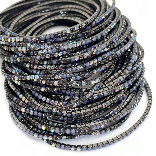 10 Pieces Women's Tennis Bracelet Set 2mm Extra-fine Delicate Rhinestones Adjustable Stackable Stretch Bracelet Wedding Party Jewelry Gifts - color: H-Gray Series