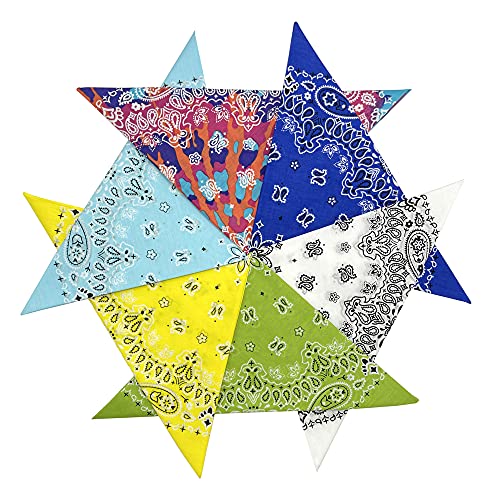 6 Pack 12 Pack Bandanas 2 Sides Printed 22inch Unisex Cowboy Kerchiefs - color: Assorted 3-6 Pack