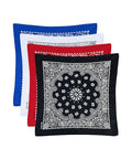 Bycc Bynn Large 27x27 Inch Bandana - 4 Pack 100% Cotton Bandanas for Men & Women - color: Royal Blue+white+red+black