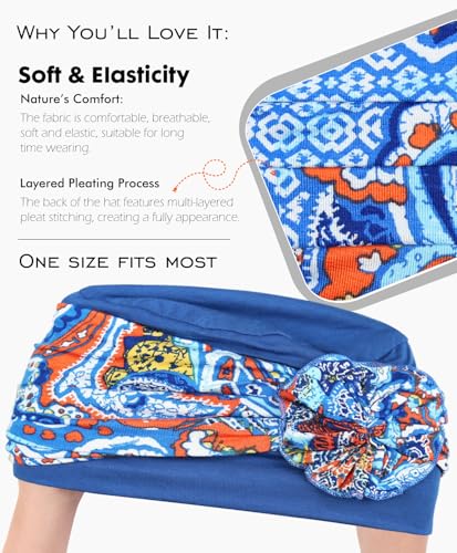 Chemo Headwear for Women Cancer Patients Lightweight Head Coverings for Hair Loss Seasonal - color: Blue Blue