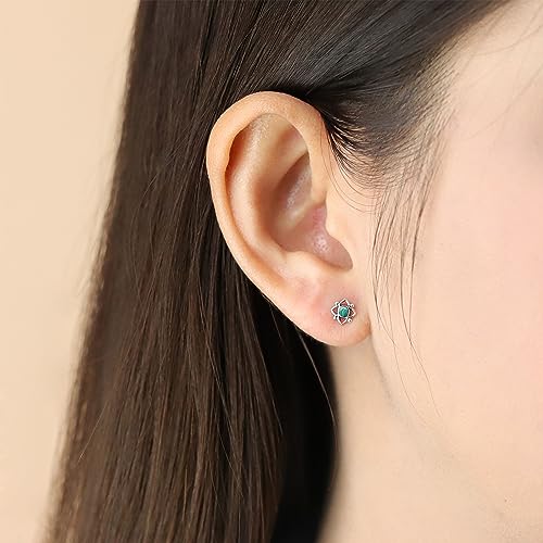 Boma Jewelry Sterling Silver Flower Shaped Dot Stud Earring - color: Malachite