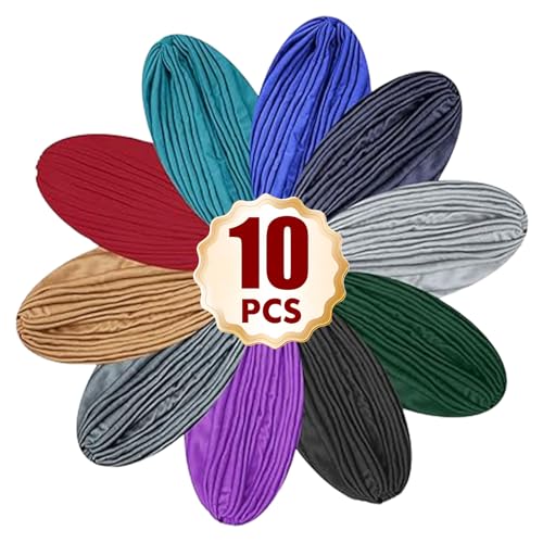 Barelove 10 Pieces Stretch Turbans Chemo Head Wrap Cancer Head Beanie Twisted Turban Cap Cover Hats for Women