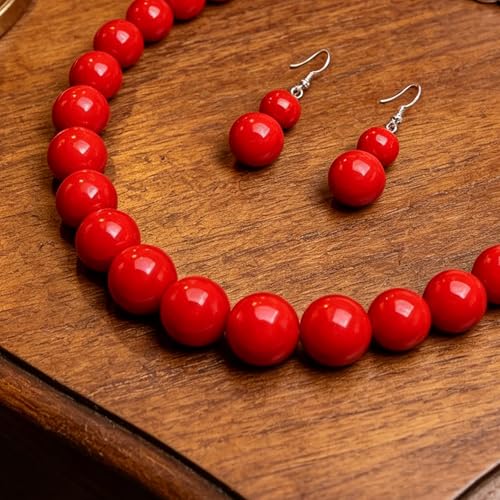 Red Beaded Necklace for Women Choker Gold Toggle Clasp Layered Stack Dainty Statement Western Boho Trendy Summer Vacation Necklaces Birthday Jewelry Gifts - color: B6:Red Beaded Necklace