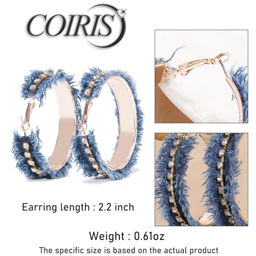 Coiris Bohemian Statement Dangle Earrings for Women Denim Leather Shells Pearl Polygonal Leaf Circle Drop Earrings for Women - style: Rhinestone-A