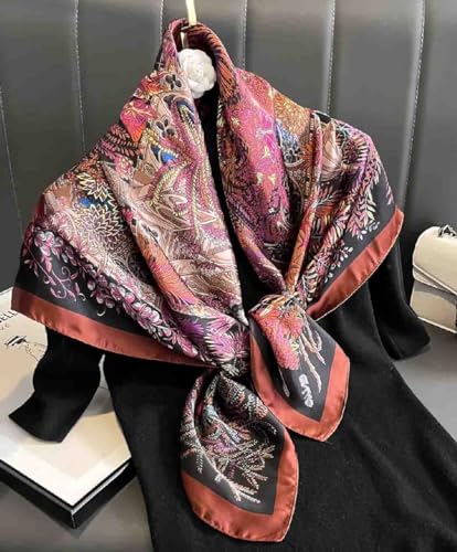Acotavie Scarfs for Women Dressy Fashion Scarves Long Floral Pattern Scarf Lightweight Sunscreen Shawls - color: C020