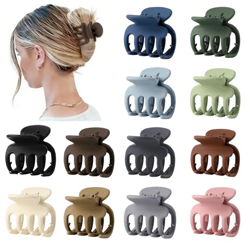 Sisiaipu 12Pcs Hair Clips for Women 1.8 Inch Small Claw Clips for Thin Hair Medium Hair Claw Clips for Thick Hair Accessories for Women Girls (Regular) - color: Regular