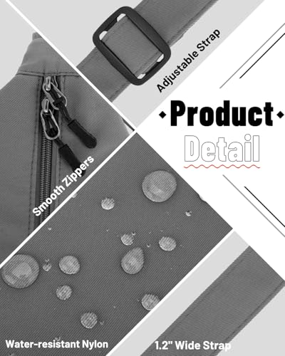 Crossbody Crescent Bag for Women Men Trendy, Crescent Sling Bag with Adjustable Strap, 2 Zippers Lightweight - color: Grey