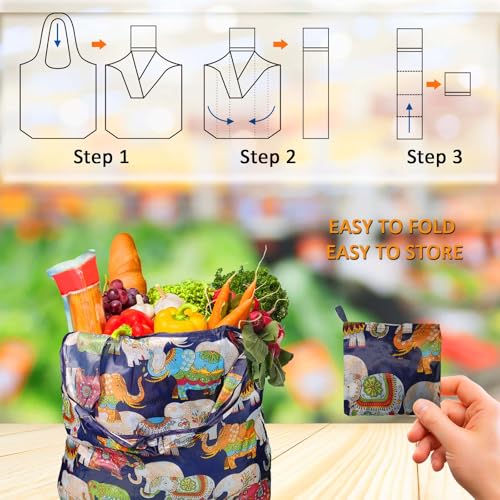 Reusable Grocery bags, 4 Pack - Lightweight And Compact, Grocery Totes Animal Printed, Machine Washable And Durable, Ideal For Groceries, Travel, And Daily Use - color: Cartoon Fish 4 Pack