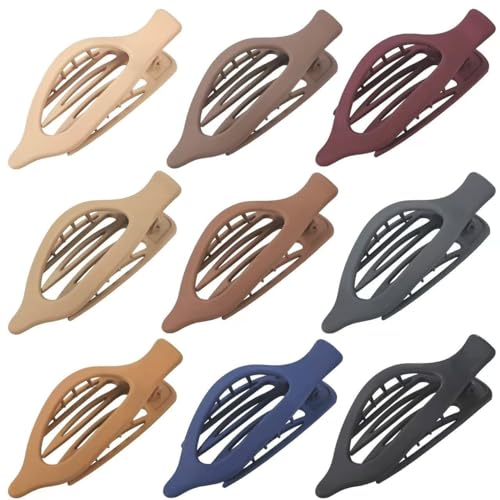 9 Pack Flat Hair Clips for Women, Matte Claw Clips for Thick & Thin Hair (Multicolor) - color: Multicolor-Regular