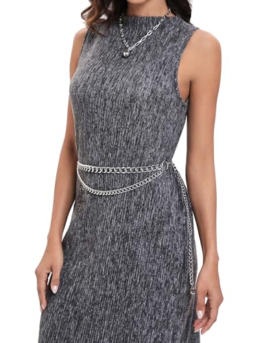 FAN&LOUIS Gold Waist Chain Belt for Women Dresses Metal Link Dangling Cinturones De Mujer - size: XXL:Fits waist size 55