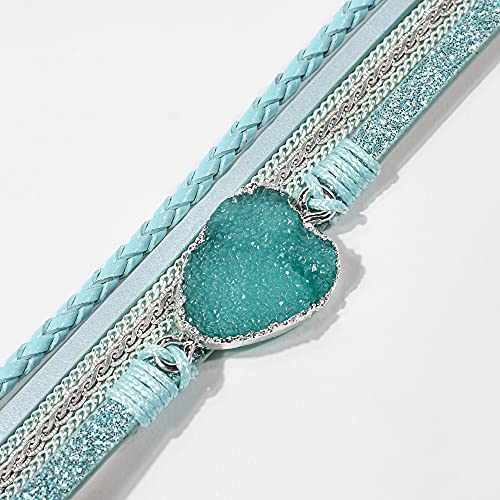 Artilady Leather Wrap Bracelets for Women - Pearl Bracelets Handmade Clasp Bangle Bracelet with Beads Jewelry Gift for Women and Mother - style: Blue
