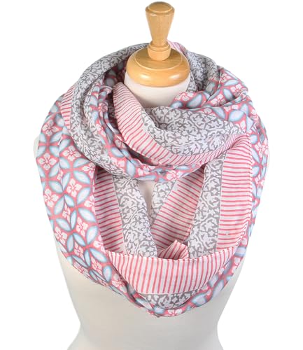 Scarfand's Romantic Rose Prints & Floral Patterns Lightweight Infinity Fashion Scarves Wraps - color: Floral Pink