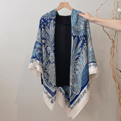 K-Elewon Large Square Scarf 51" Cotton and Linen Hand feel Scarf Fashion Scarves Hair Wrapping Scarfs Neck Scarves for Women - color: H2304