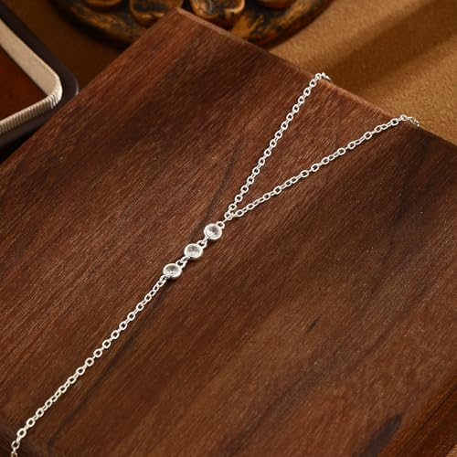 Rotnso Hand Chain Bracelet for Women Dainty 14K Gold/Silver Plated Ring Chain Diamond Cubic Zirconia CZ Beaded Station Bracelet Trendy Simple Fashion Body Jewelry Waterproof Gifts for Her - style: 4 CZ-SL