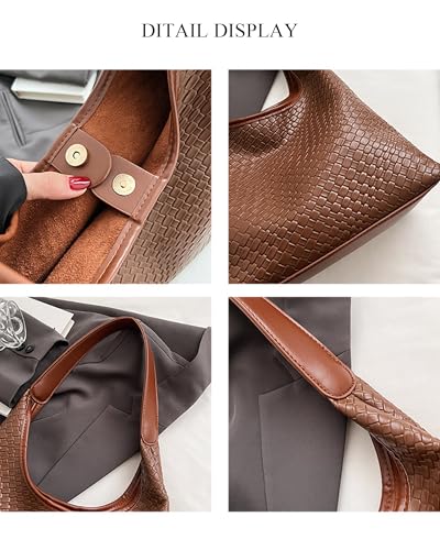 2026 Leather Tote Bag for Women Top-handle Shoulder Bag, Hobo Bags Large Capacity Soft Vegan Crossbody Handbag Underarm - color: Hobo Bag Brown