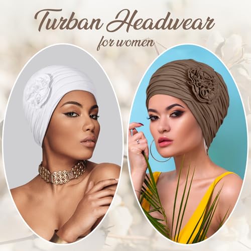 JenPen 4 Pcs Cotton Chemo Headwear for Women Turban Soft Cancer Head Scarf Hats Beanie Elastic Hair Wraps - color: Classic Colors