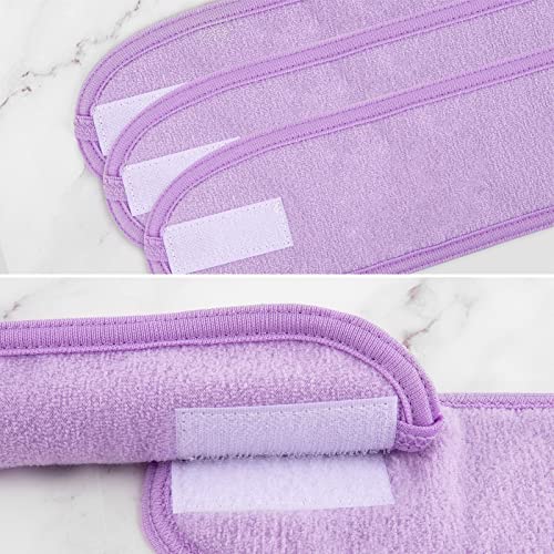 Whaline Spa Facial Headband 4 Packs Head Wrap Terry Cloth Headband Adjustable Stretch Towel for Bath, Makeup and Sport (Light Purple) - color: Light Purple