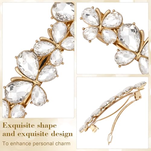 Joez Wonderful Rhinestone Hair Clips, Bridal Hair Accessories for Women, Sparkly Crystal Hair Pins, Fancy Hair Barrettes for Wedding, Bride, Long Hair (White Butterfly, 1 Pcs) - color: Butterfly White
