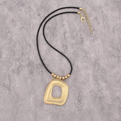 JAOYU Bohemian Necklaces for Women Leather Necklace Wood Pendant Choker Long Brown Necklace Chunky Circle Boho Hippie Jewelry - style: Boho Leather Choker