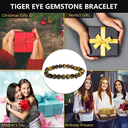 ANAYA AGATE Healing Crystal Bracelet for Women and Men – 8mm Round Beaded Bracelet for Men and Women – Unisex Stretchy Gemstone Bracelet for Healing and Protection - color: Tiger Eye