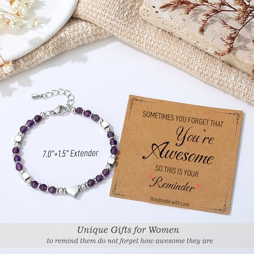 TONY & SANDY Tiny Beaded Bracelets for Women, Sometimes You Forget You're Awesome Gift, Unique Gifts for Women, Mom, Daughter, Wife, Coworker, Best Friend, Bestie, Granddaughter - style: Amethyst