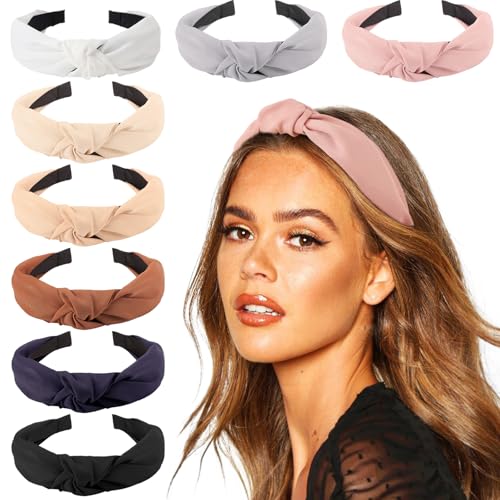 DRESHOW 8 Pack Knotted Headbands for Women Wide Turban Headband Yoga Exercise Ribbing Hair Hoop Hair Bands Accessories - color: 8 Pack Plastic Hair Hoop J