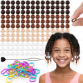 160Pcs 10mm Small Silicone Beads for Hair Braids, Soft Jellyish Pony Hair Beads with 5mm Hole + 50 Rubber Bands and 1 Beader for Braiding, DIY Bracelets Necklaces Crafts (Dark Brown) - color: Brown Mix-160Pcs