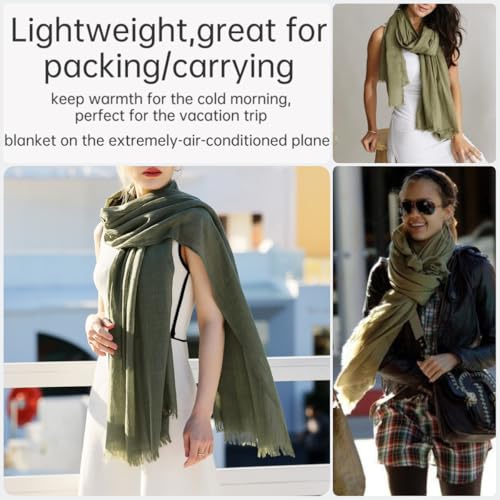 Harewom Lightweight Gauze Linen Feeling Shawl Wraps for Women Beach Summer Scarf for Evening Wedding Dresses - color: Shawl Wraps - Army Green