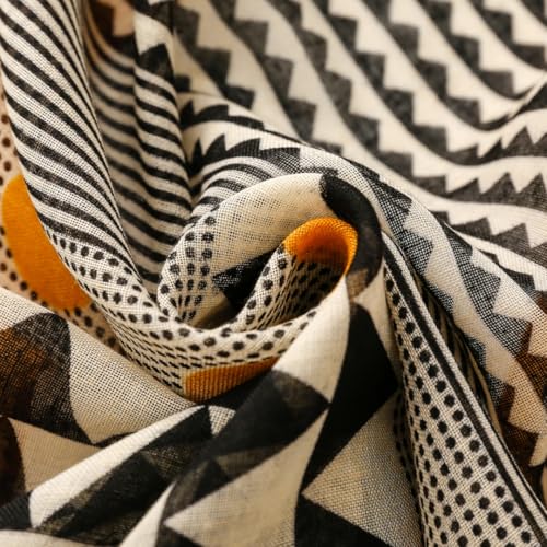 WaJuemy Travel Boho Scarf for Women Casual Lightweight Pashmina Scarves Fashion Multicolor Shawl Wraps with Fringed Beads - color: 01c Yellow Plaid