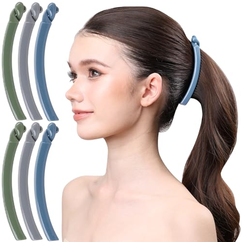 RC ROCHE 6 Pcs Banana Hair Clip Thin Hair Fine Ponytail Maker No Slip Small Claw for Women Secure Grip Jaw Clamp Cute Strong, Medium Whispers of Earth Collection - color: (Medium) Whispers of Earth
