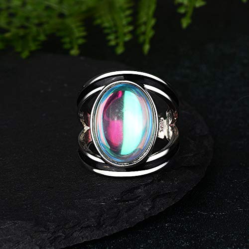 Kuyiuif Vintage Silver Ring Sterling Silver Moon Moonstone Ring for Women Gemstone Boho Jewelry Wedding Bridal Ring (US 8) - size: US 8