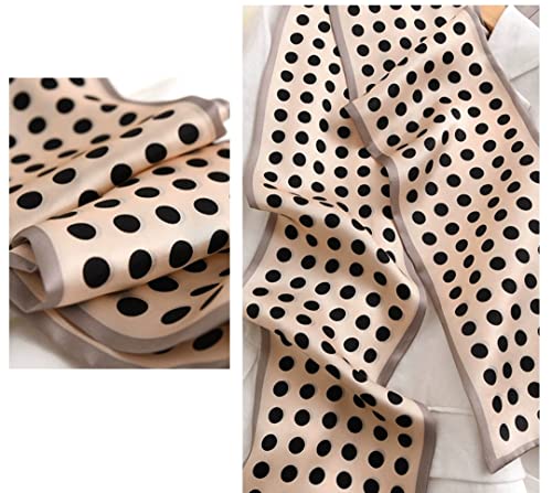 ANDANTINO 100% Silk Scarf for Women 59”*6.3” Long Shawls for Headscarf and Neck- Oblong Hair Wraps with Gift Packed - color: Polka Dots