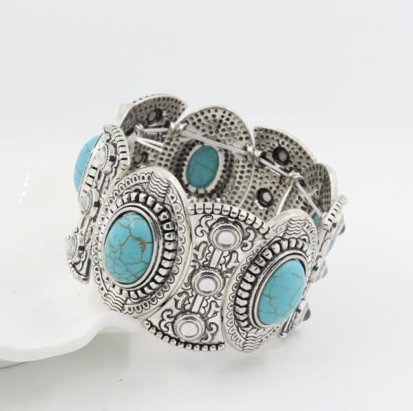 Western Bracelets for Women Vintage Chunky Turquoise Cuff Bracelet Turquoise Country Bracelets Adjustable Boho Cuff Bracelet Western Country Costume Jewelry Accessories - style: Style10