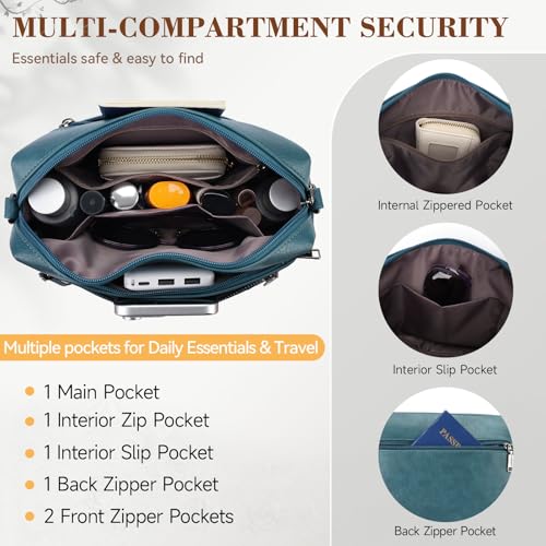 MEITRUE Crossbody Bags for Women, Vegan Leather Crossbody Purse Trendy Multi Pockets Shoulder Handbag with Tassel - color: 08-deep Teal