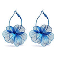 Gold Flower Statement Earrings for Women Boho Trendy Hoop Earrings Floral Dangle Petal Earring Prom Wedding Jewelry Gifts - color: A7:blue