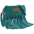 Wrangler Crossbody Small Purse for Women Wristlet Fringe Bag Western Purse - color: Angel Turquoise