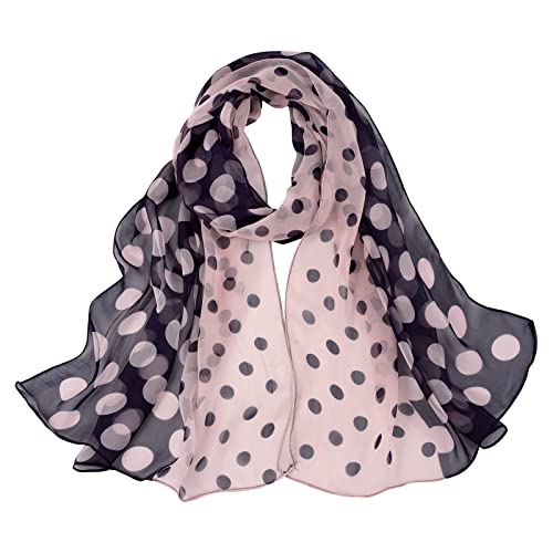 E-Clover Unique Fashion Women's Scarf Chiffon Sheer Scarves for Women Lightweight - color: Polka Dot-purplepink
