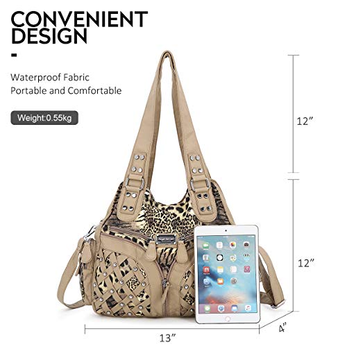 Angel Barcelo Purses for Women Large Shoulder Bag Soft Hobo Bags for Women - color: Brown/Beige
