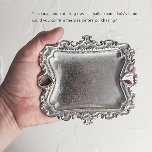 (2 Pack) Vintage Small Sliver Ring Dish, Birthday & Wedding Gifts for Women，Wedding Ring Tray - Sliver - color: Sliver (2 Pack)
