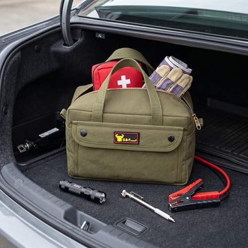 Waxed Canvas All Purpose Military Style Duffle Bag, Water-Resistant, Adjustable Strap, Fully Lined, Double Zipper Closure, heavy Duty, Olive Green - color: Olive Green 11"x7"x6"